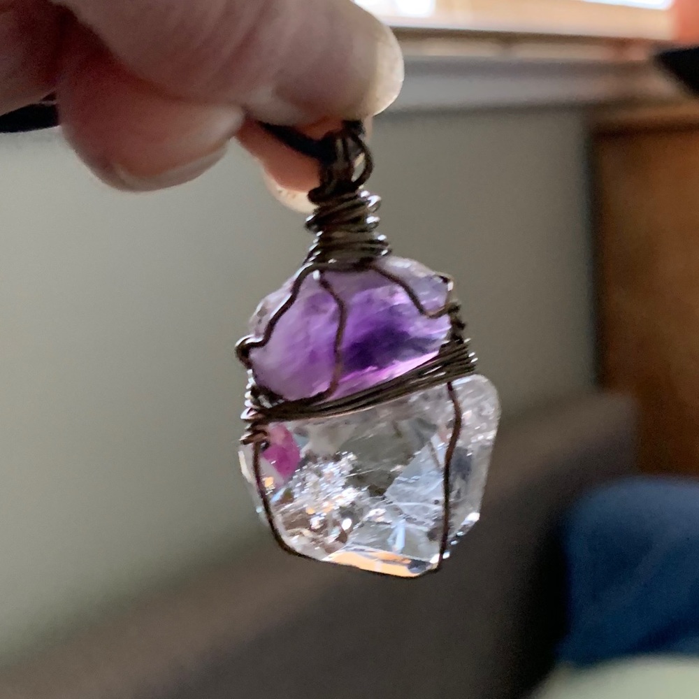 Amethyst, & Herkimer Diamond Pendant - Picture 7 of 13
